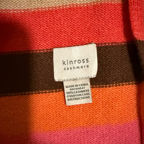 Kinross Cashmere Colorful Striped Extra Long Scarf with Fringe - Picture 5 of 10